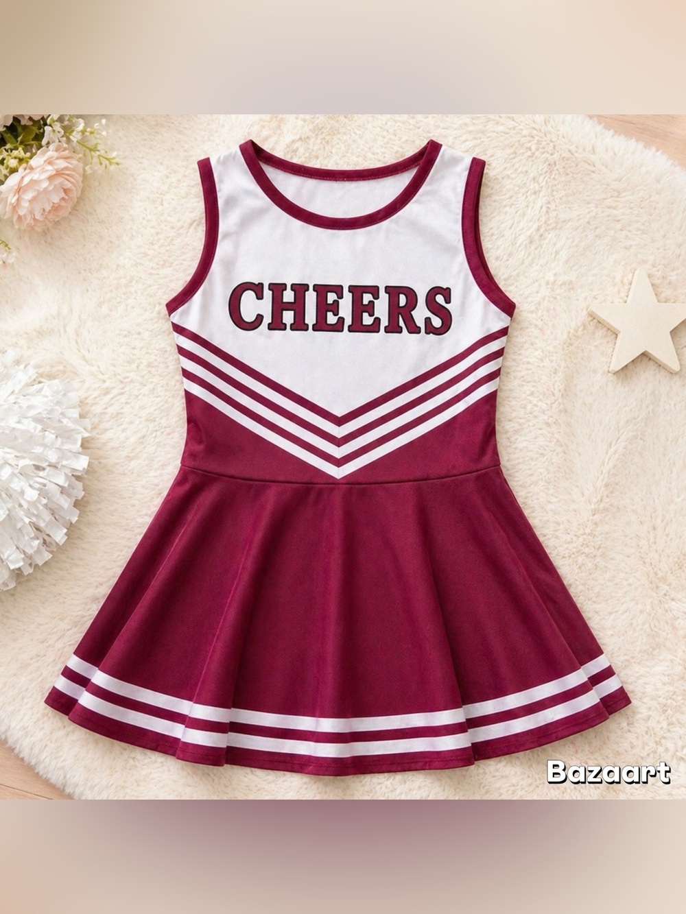 Sz 7/8 Girls Cheerleader Dress Costume Pink White Skater Style Cheer Uniform - Picture 2 of 2